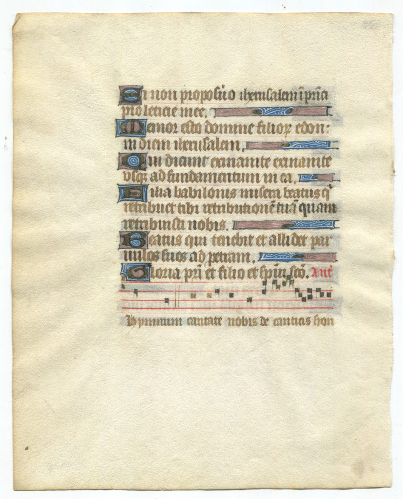 15th Century Medieval Illuminated Manuscript Leaf from a Book of Hours ...