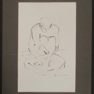 1970s Hawaiian Artist John Chin Young Ink Drawing