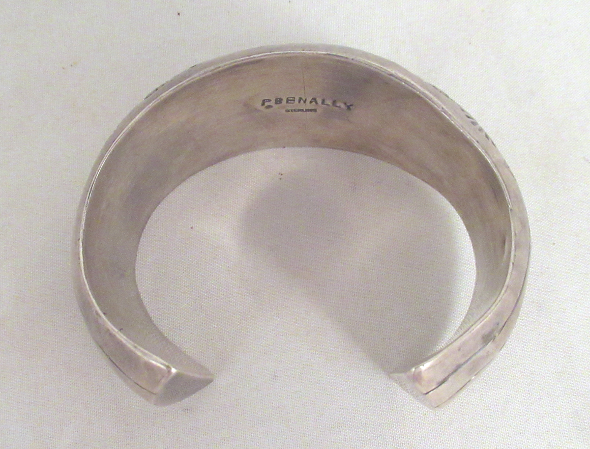 Pamela Benally Sterling Silver and Coral Navajo Cuff Bracelet - Image 5