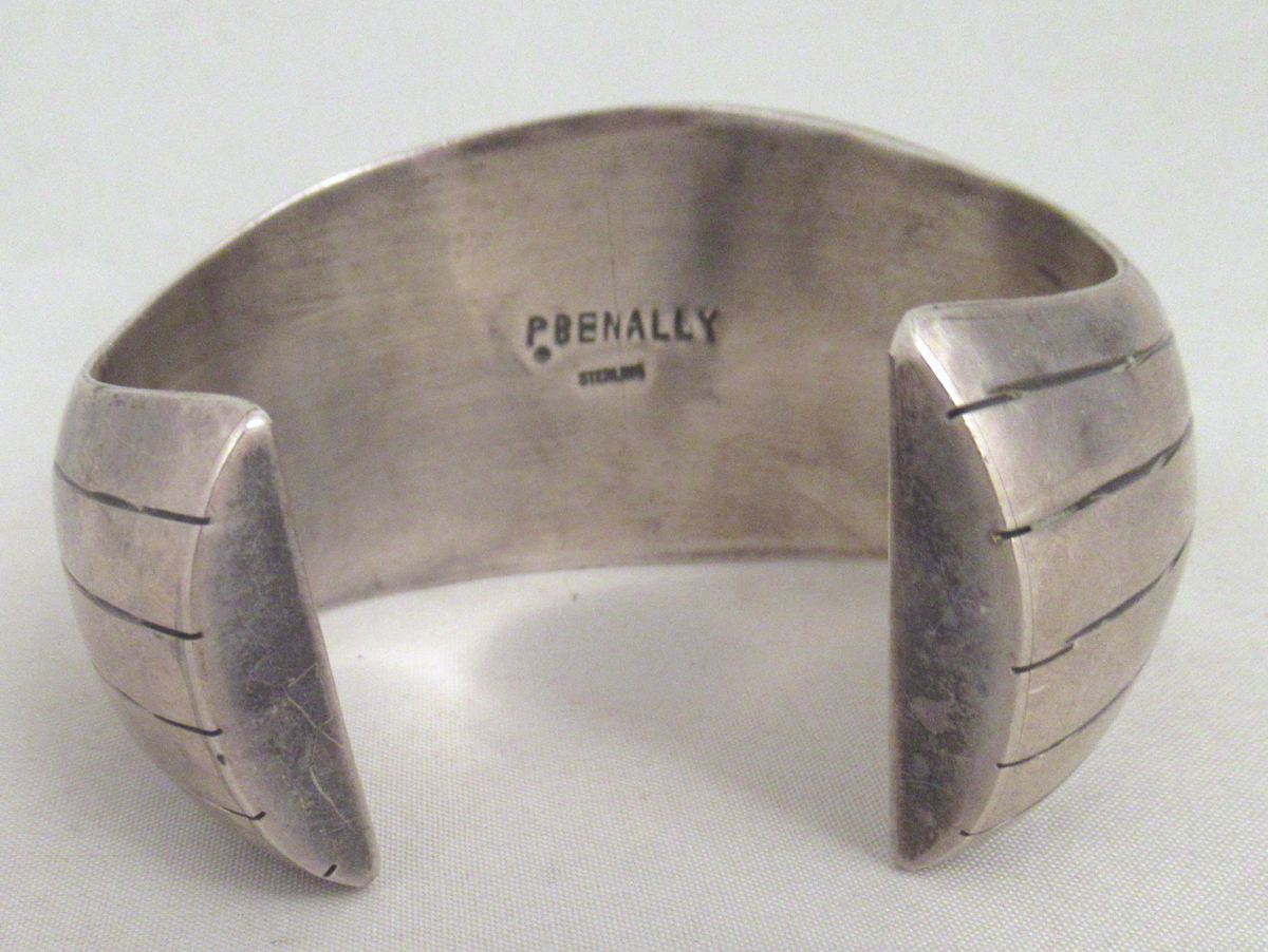 Pamela Benally Sterling Silver and Coral Navajo Cuff Bracelet - Image 6