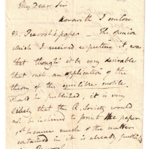 1807 William Hyde Wollaston Writes That The Royal Society Is Unlikely to Publish Pierre Prevost’s Paper
