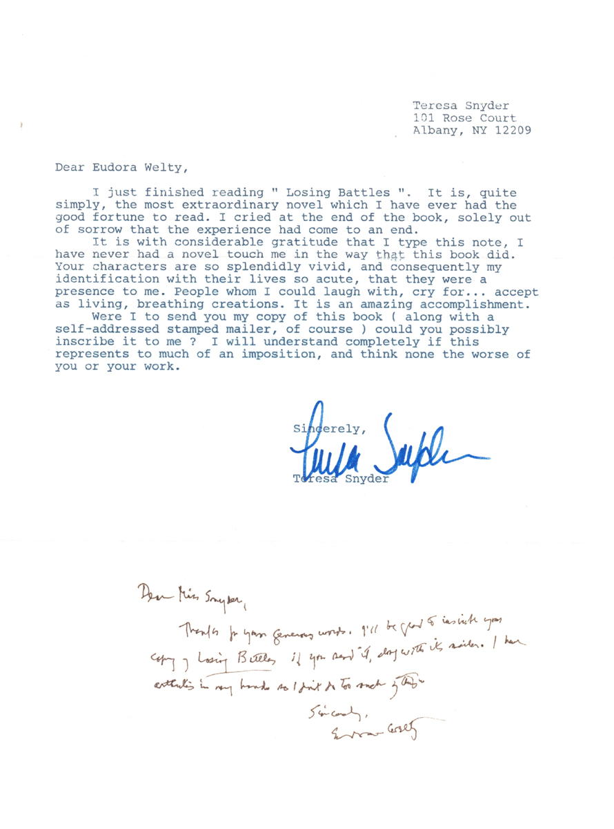 1994 Acclaimed Writer Eudora Welty Agrees to Inscribe "Losing Battles"
