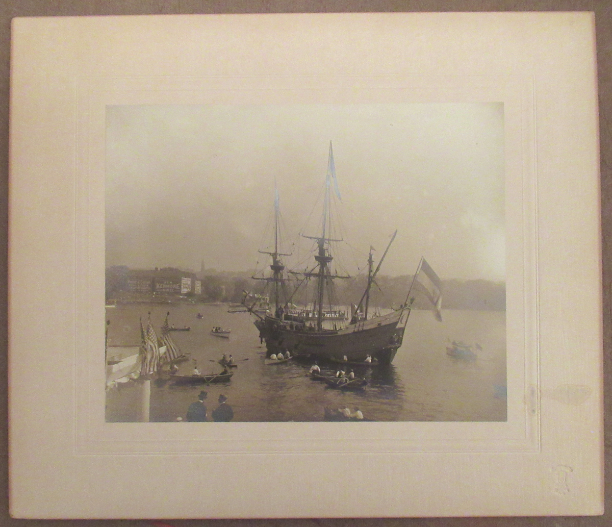 Original 1909 Photograph of Half Moon Ship Hudson Fulton Celebration in Albany, NY