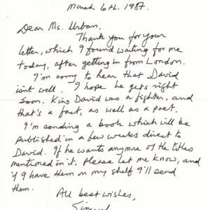 1987 Author Alan Sillitoe Autograph Letter Signed