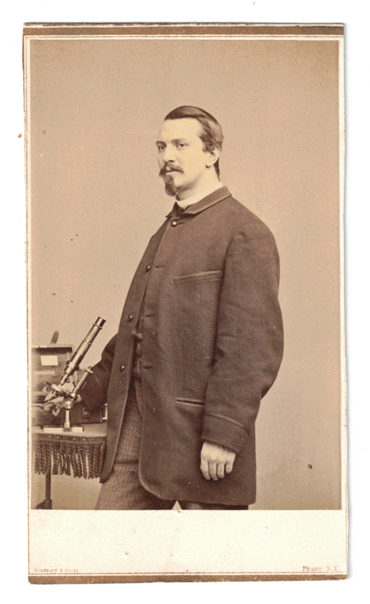 American Physician Dr. Austin Flint, Jr. CDV Photograph with Microscope