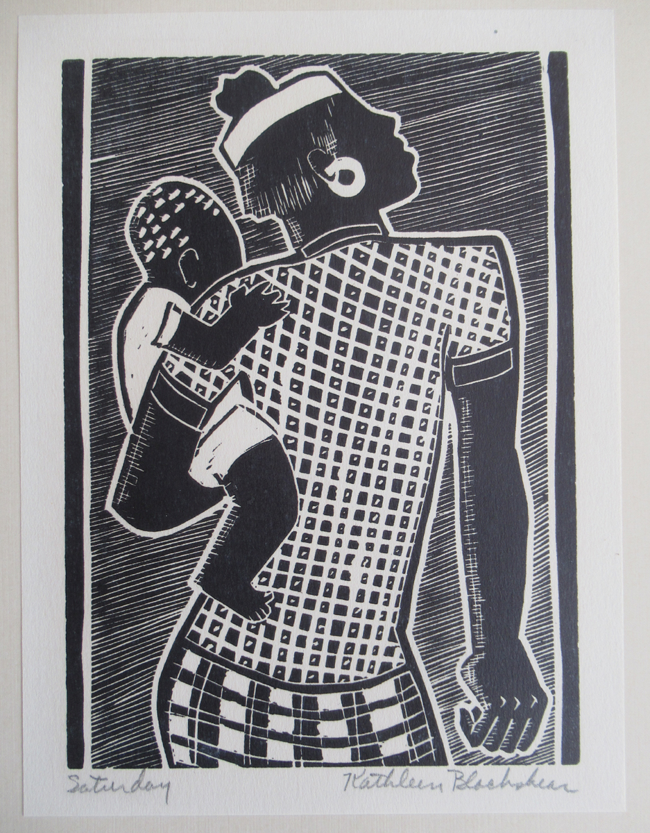 Kathleen Blackshear Pencil Signed Woodblock Print, "Saturday"
