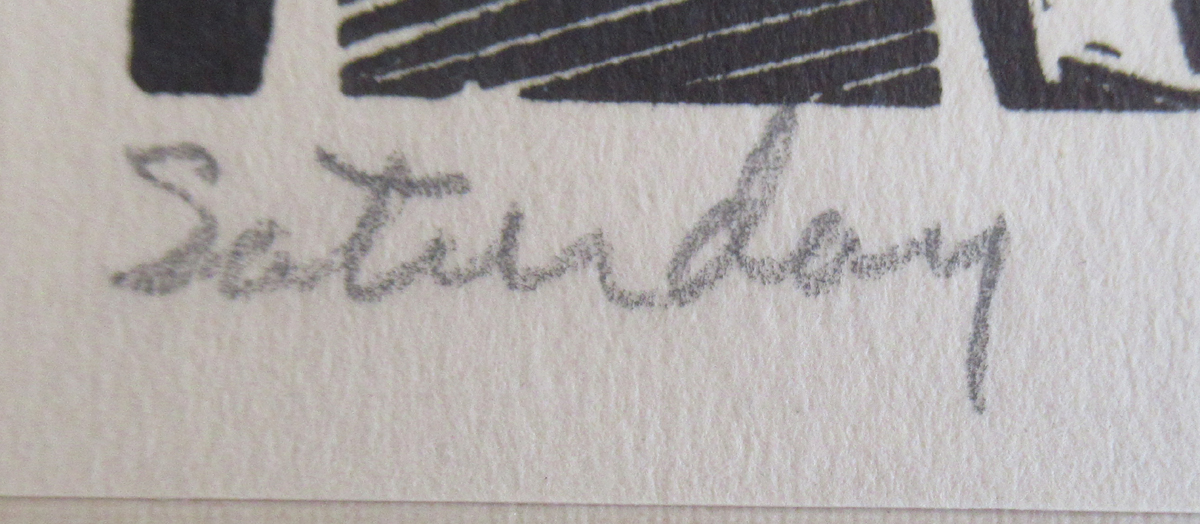 Kathleen Blackshear Pencil Signed Woodblock Print, "Saturday" - Image 3