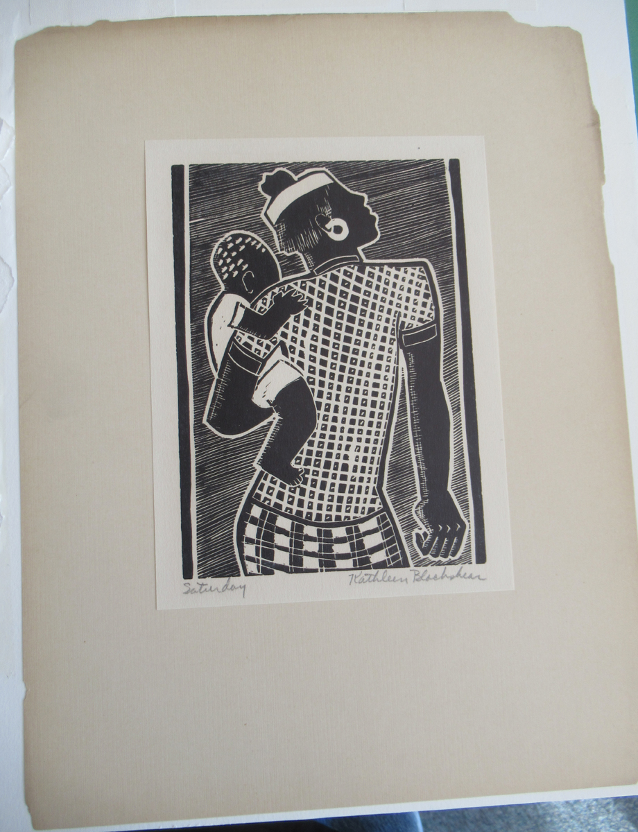 Kathleen Blackshear Pencil Signed Woodblock Print, "Saturday" - Image 4
