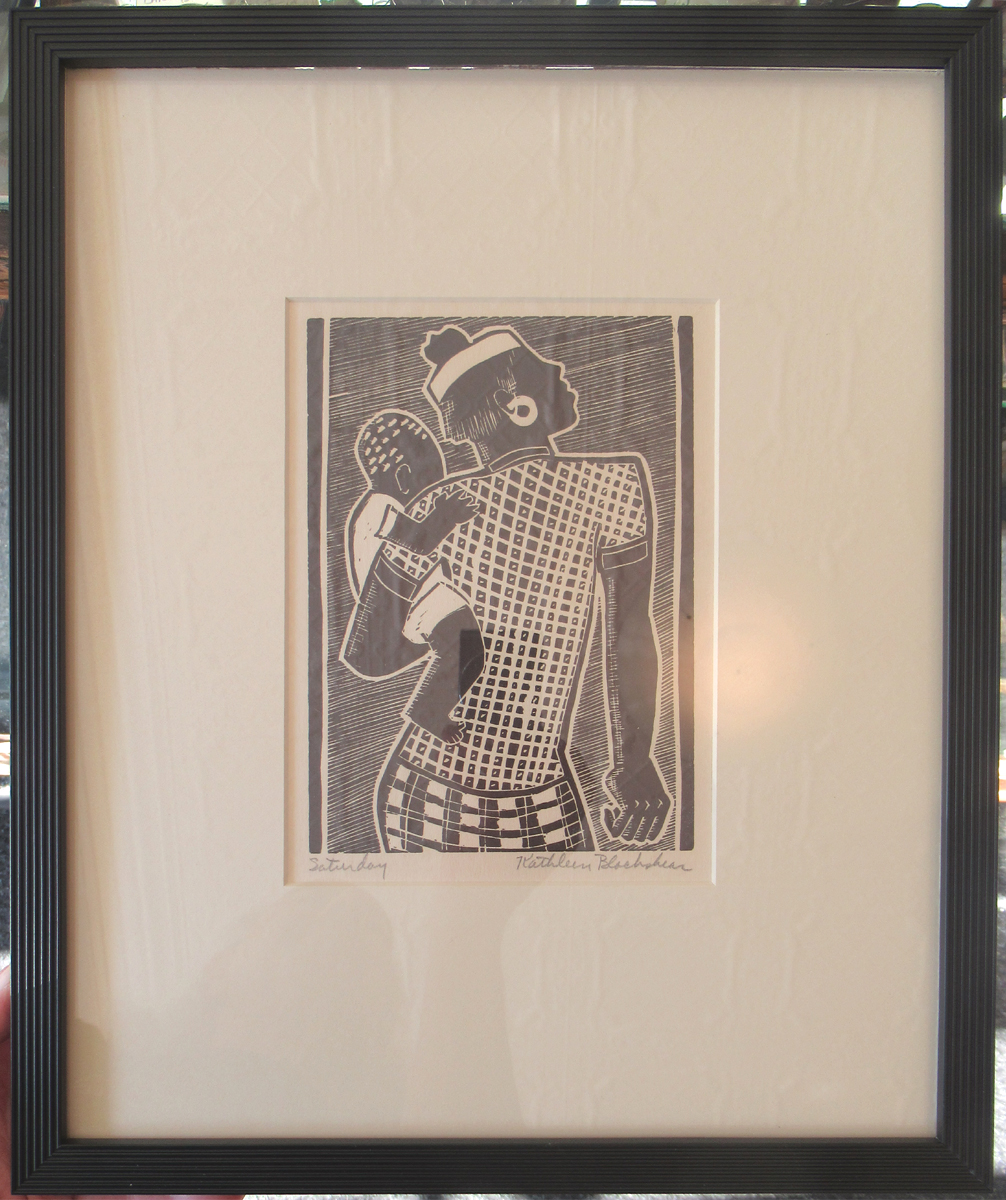 Kathleen Blackshear Pencil Signed Woodblock Print, "Saturday" - Image 6