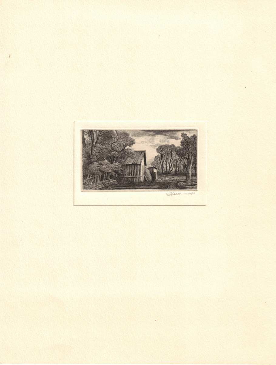 1946 Thomas W. Nason Copper Engraving "The Hay Barn"