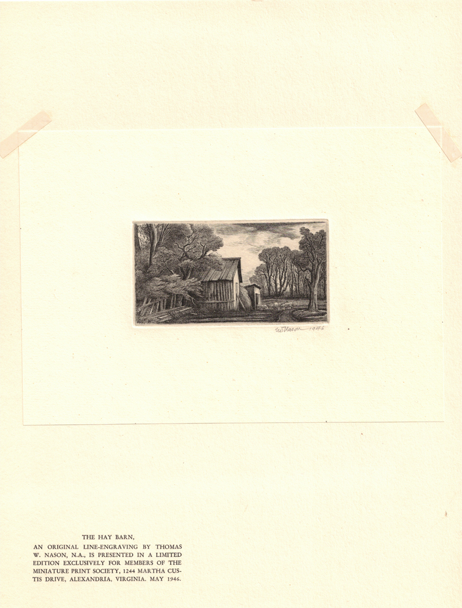 1946 Thomas W. Nason Copper Engraving "The Hay Barn" - Image 4