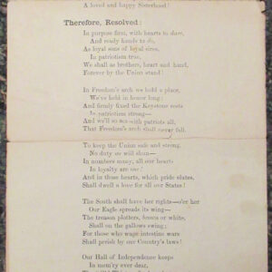 Early 1860's Civil War Union Broadside Poem