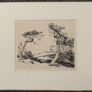 Alfred Hutty Signed Watercolor & Pencil Signed Etching, "Loblolly Pines"