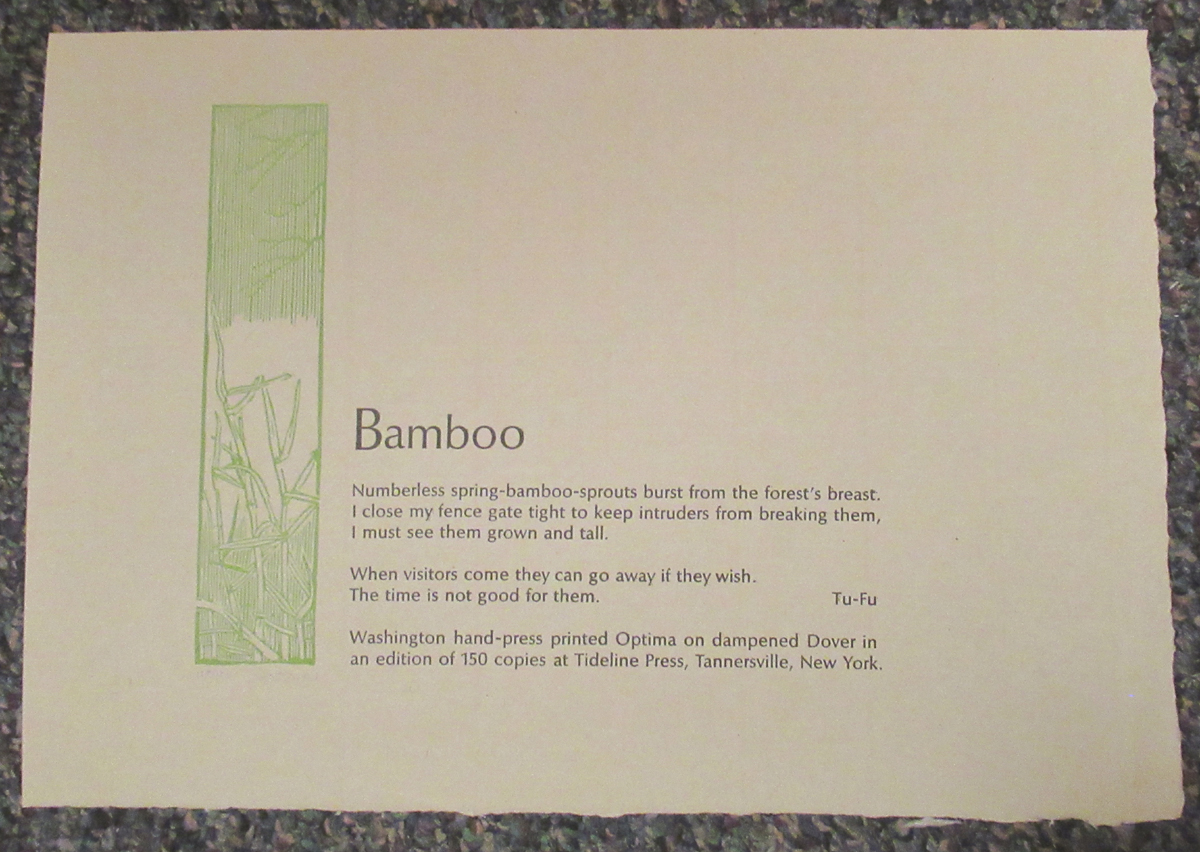Limited Edition Poetry Broadside by Tideline Press, Leonard Seastone