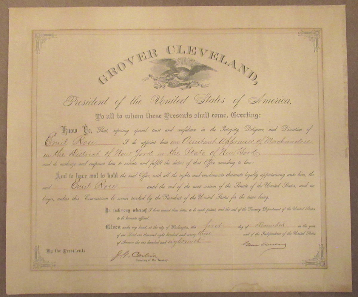 1893 Grover Cleveland Signed Document