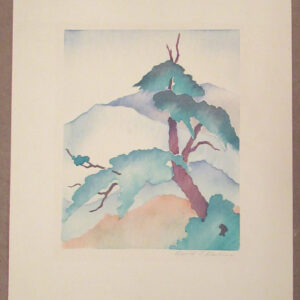 c. 1930 David T. Darling Stencilled Watercolor (Water-graph), "Pine Tree"