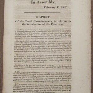 1825 NY State Assembly Erie Canal Report