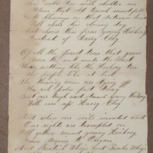 1832 Pro-Andrew Jackson, Anti-Henry Clay Manuscript Poem