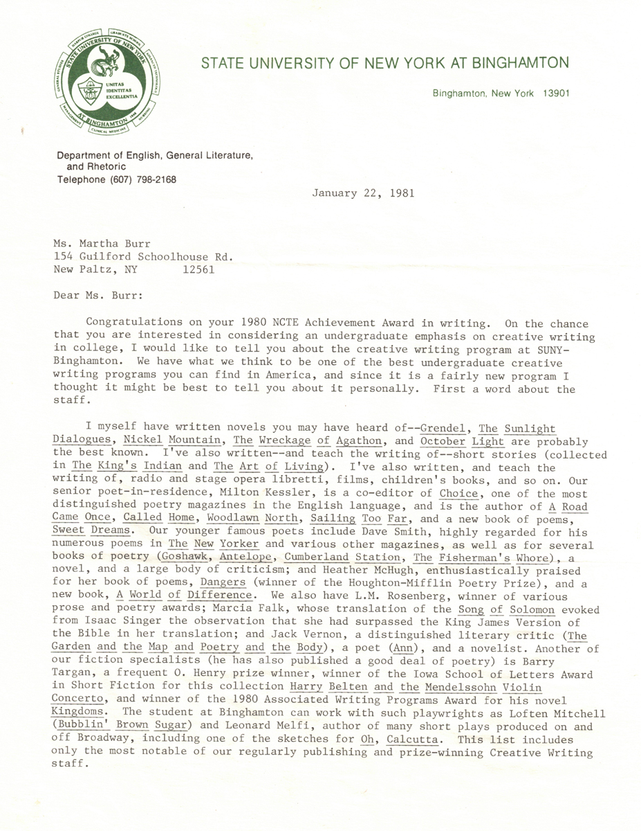 1981 Novelist John Gardner Discusses Creative Writing Program