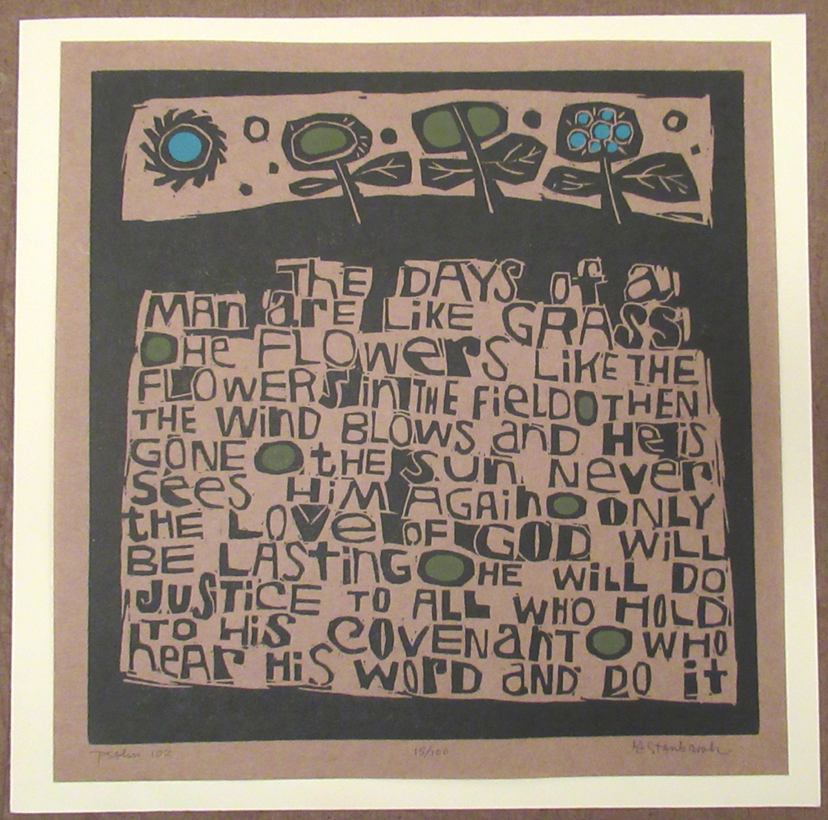 Limited Edition Psalm 102 Printed by Stanbrook Abbey Press