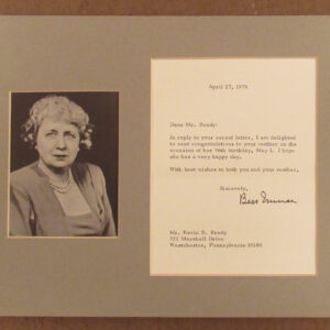 1978 Former First Lady Bess Truman Typed Letter Signed