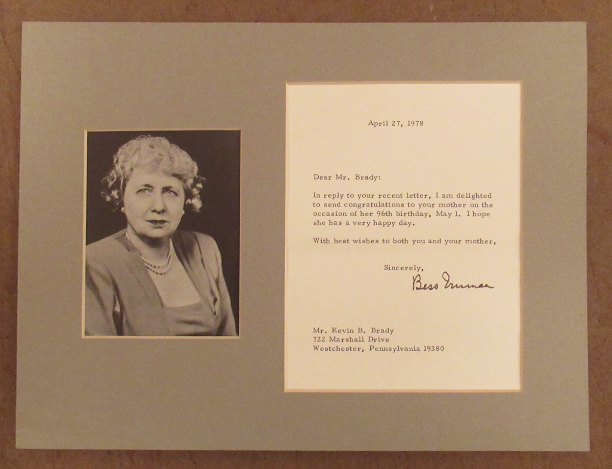1978 Former First Lady Bess Truman Typed Letter Signed