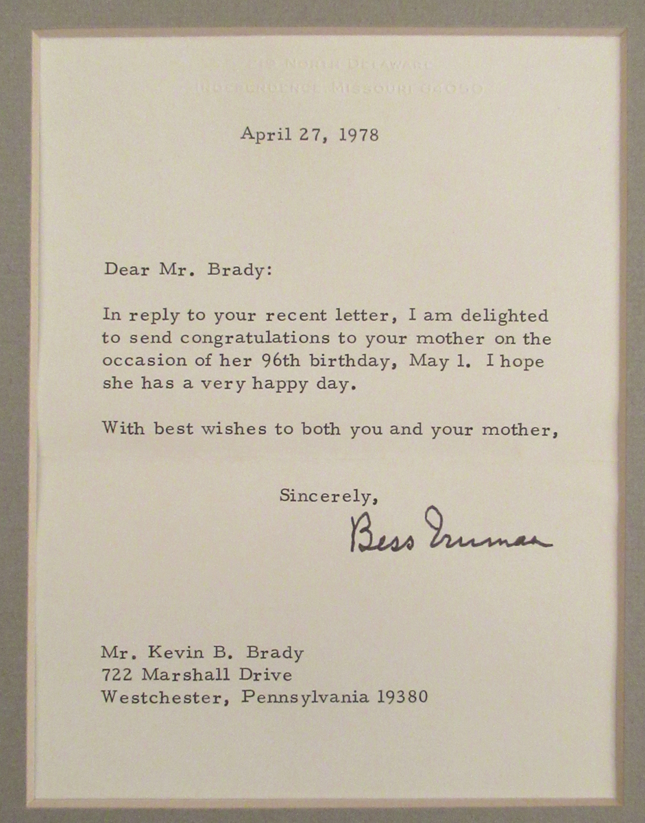 1978 Former First Lady Bess Truman Typed Letter Signed - Image 2