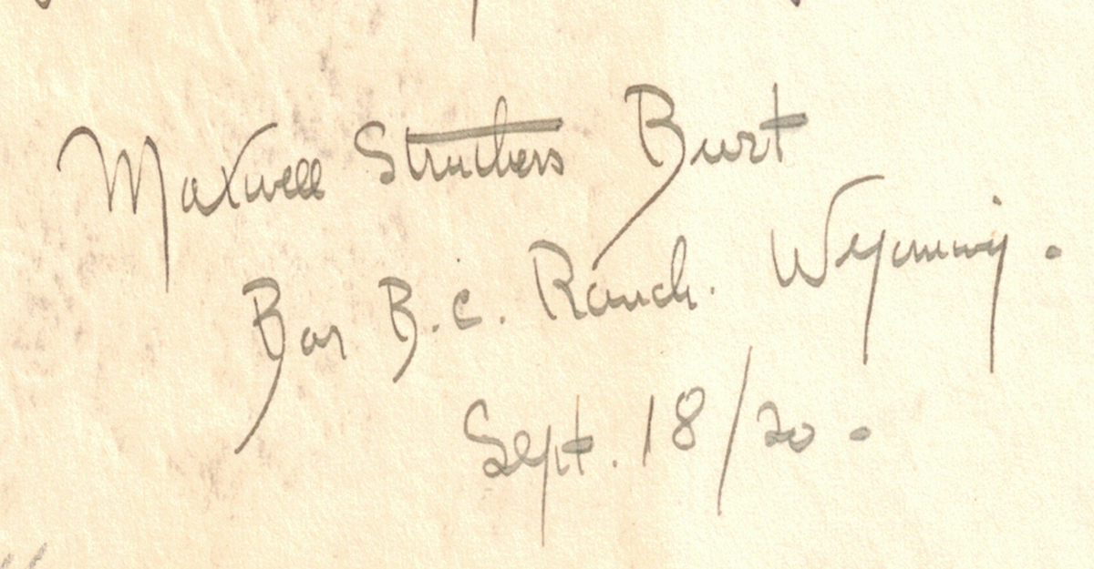 1920 “Dude Rancher” Maxwell Struthers Burt Manuscript Poem Signed, Re: Death - Image 2
