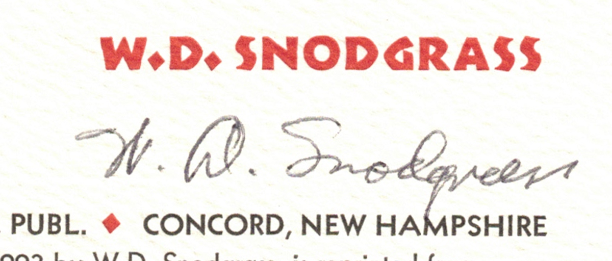 1995 W. D. Snodgrass Signed Poetry Broadside - Image 2